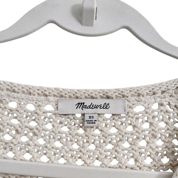 Madewell Sweater Womens XS Ivory Open Stitch Austen Knit Pullover Crewneck - Picture 2 of 6